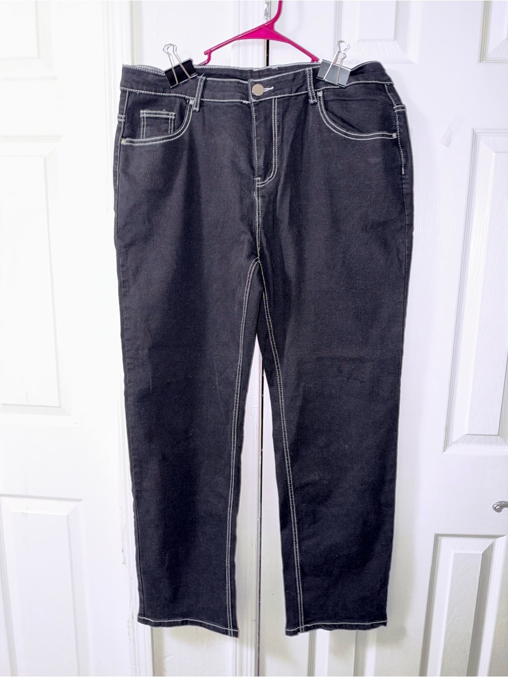 Black Womens Jeans with Contrast Stitching